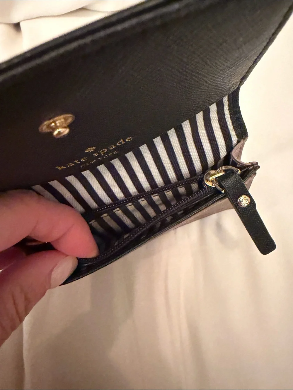 kate spade Black and Lavender/Gray Saffiano Leather Key & Card Holder
